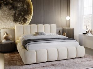 GRAINGOLD Exklusive Polsterbett Canico 180x200 cm - Designerbett mit Bettkasten & Lattenrost - Beige (Monolith 04)