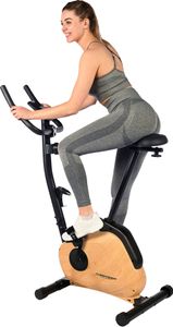 Christopeit Heimtrainer HT 2.2 – 5 kg Magnet-Brems-System, 8-stufige Rasterschaltung, Digitales LCD Display mit Scan-Funktionl, Handpulsmessung, 3-teilige Pedalarmkurbel, Smartphone-/Tablet-Halterung, Flaschenhalter, Transportrollen, Eleganter Holzlook – Leiser und stilvoller Heimtrainer