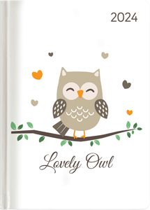 Ladytimer Lovely Owl 2024 - Eule - Taschenkalender A6 (10,7x15,2 cm) - Weekly - 192 Seiten - Notiz-Buch - Termin-Planer - Alpha Edition