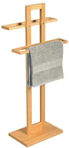 MSV Handtuchhalter Handtuchständer mit 2 Handtuchstangen Bambus Maße: ca. 37 x 25 x 85 cm