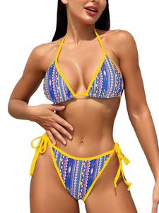 Damen Bikini-Sets Beachwear Push Up Badeanzug Zweiteilige Schwimmen Bikini Sets Huangbian Ethnischer Stil,Größe XS