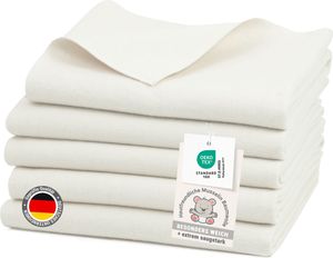 5er Set Moltontücher aus 100% Baumwolle, 80x80 cm