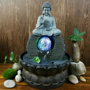 Buddha  Innenbrunnen Zimmerbrunnen Feng Shui mit LED Mit LED Beleuchtung WasserspielNachbildung Büro