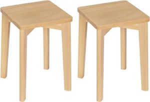 WOLTU 2er Set Esszimmerstühle Massivholz, rechteckiger Holzhocker stapelbar, Holzstuhl ohne Lehne, Sitzhocker, Hocker für Küche Wohnzimmer Schlafzimmer Büro, Naturholzfarbe, 31 x 44,5 x 31 cm