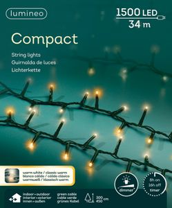 Lichterkette Compact 1500 LED 34m warm weiß/klassisch warm, grünes Kabel