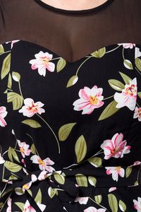 Belsira Damen Vintage Kleid Retro 50s 60s Rockabilly Sommerkleid Partykleid, Größe:3XL, Farbe:schwarz/rosa