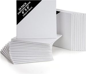 Belle Vous Leinwand zum Bemalen Set (24 Stk.) - 10x10 cm - Bespannte Leinwand Rahmen - Für Acrylfarben und Ölmalerei sowie zum Skizzieren und Zeichnen