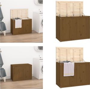 vidaXL Wäschetruhe Honigbraun 88,5x44x66 cm Massivholz Kiefer - Wäschetruhe - Wäschetruhen - Wäschebox - Wäschekorb