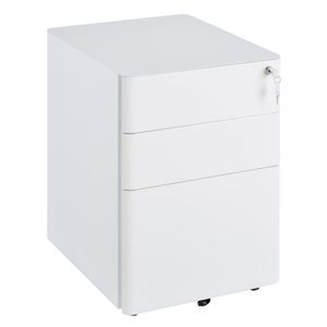 Vinsetto Rollcontainer, mobiler Aktenschrank mit 3 Schubladen, Büroschrank, Aufbewahrung, Stahl, Weiß, 39 x 48 x 59 cm