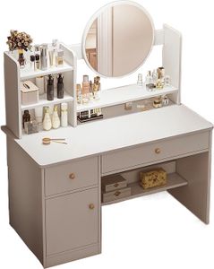 Toaletní Stolek Se Zrcadlem Se Zásuvkami Bílý Make-Up Glamour Skandinávský 100 Cm Toaletní Stolek Se Zrcadlem Se Zásuvkami Bílý Make-Up Glamour Skandinávský 100 Cm
