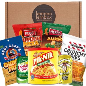 USA Chips Box | Kennenlernbox mit 5 beliebten Chips und 2 Getränke aus den USA | Für Filmabende oder als Geschenkidee für besondere Anlässe