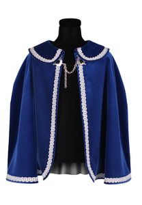 T2563-0417 kurz blau mit Silberborte Kinder Damen Prinzen Umhang Dreigestirn Kostüm Länge ca.80 cm