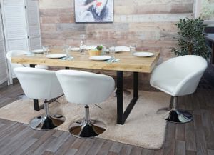 6er-Set Esszimmerstuhl MCW-F19, Küchenstuhl Drehstuhl Loungesessel, drehbar höhenverstellbar  Stoff/Textil creme-weiß