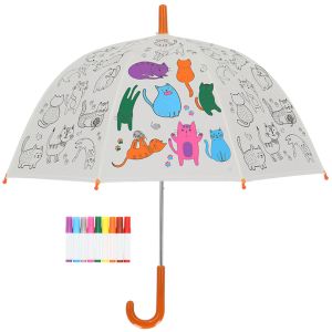 Esschert Design Regenschirm für Kinder mit Katzen PiY zum Ausmalen