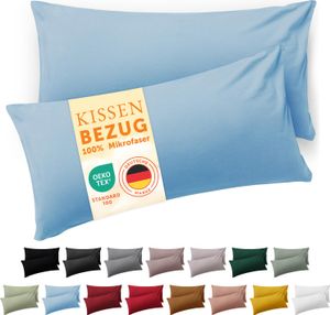 Blumtal Kissenbezug 40x 80 cm im 2er Set weich  - Kissenhülle 40x80 cm - 40x80 cm Blau