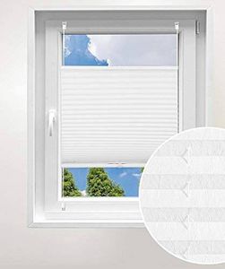 EUGAD Plissee Faltrollo ohne Bohren mit Klemmträger Jalousie Crushed Optik mit Spannschuhen für Fenster und Tür Weiß 80x220 cm
