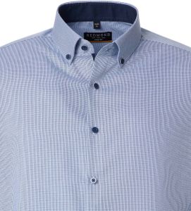REDMOND Herren Businesshemd Langarm Button-Down Slim-Fit Blau L