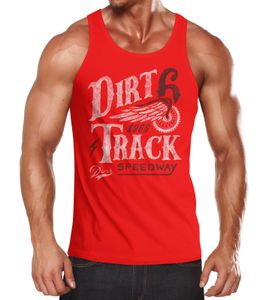 Herren Tank-Top Dirt Track Racing Muskelshirt Muscle Shirt Neverless® rot-weiß XXL