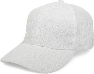styleBREAKER Damen Baseball Cap mit All Over Spitze, 6-Panel Cap Einfarbig, Basecap Klettverschluss verstellbar 04023052, Farbe:Weiß