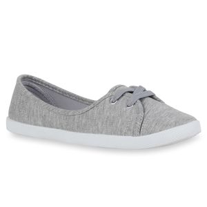Mytrendshoe Sportliche Damen Ballerinas Stoff Slipper Sneaker Flats Schnürer 71109, Farbe: Hellgrau, Größe: 41 Mytrendshoe Sportliche Damen Ballerinas Stoff Slipper Sneaker Flats Schnürer 71109, Farbe: Hellgrau, Größe: 41