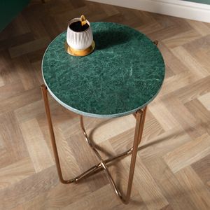 riess-ambiente Handgearbeiteter Beistelltisch NOBLE I 35cm grün Marmor abnehmbare Tischplatte rund Couchtisch Tisch