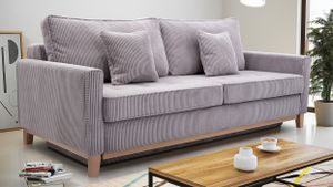 COMFY 3-miestna pohovka - gauč z manšestru s funkciou spánku a podnožkou 214x104 (farba: svetlo sivá)
