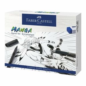 FABER-CASTELL Tuschestift PITT artist pen Set Manga Advanced 8 Stifte schwarz