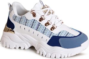 topschuhe24 3079 Damen Plateau Sneaker Keilabsatz Turnschuhe , Farbe:Blau, Größe:38 EU