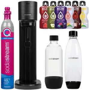 SodaStream Wassersprudler Gaia Titan Black + 2 Schwarze 1L Flaschen + Bolero