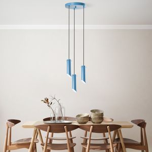 Opviq, Kesik - 6916 - Light Blue, Kronleuchter, METALLKÖRPER, Hellblau, 114 x 30 x 30 cm