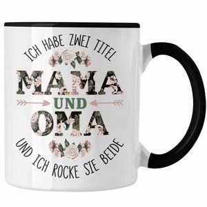 Trendation - Mama und Oma Tasse Geschenk für Oma Weihnachten Geburtstag Lustige Tasse Beste Oma (Schwarz)