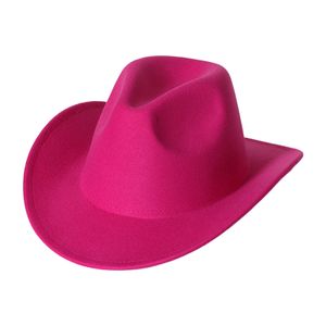 Cowboy-Hut, einfarbig, Wild, Uni, Anti-Pilling, bequem, Kostüm, Party-Zubehör, Filz, aufrollbare Krempe, Cowgirl-Hut für Outdoor, Rosarot