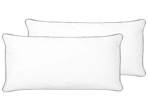 BELIANI Kopfkissen 2er Set Weiß Baumwollbezug 40 x 80 cm Hoch mit Mikrofaser- und Polyester-Füllung Rechteckig Weich Bettkissen für Allergiker