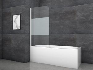 MARWELL Badewannenfaltwand White Glow - 1-flg.140x80cm - Duschwand für Badewanne weiß - Duschabtrennung