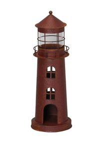 Leuchtturm Metall Rost 39 cm Windlicht Maritim Gartendeko