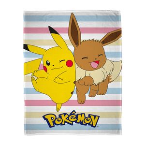 Deka Pokémon s Pikachu a Evoli MULTI | Velká plyšová deka Obývací deka Barevná | Rozměry: 160 x 200 cm ze 100% nadýchaného polyesteru