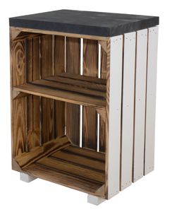 Moderner Nachttisch mit zwei Fächern, 40x57x30cm Obstkisten DIY Holzbohlen Weinkisten Paletten