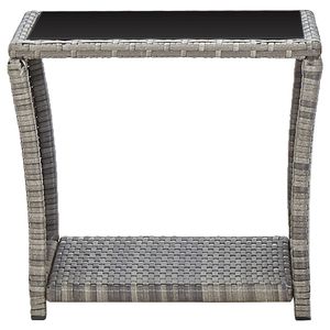 vidaXL Konferenční stolek šedý 45x45x40 cm polyratan a sklo