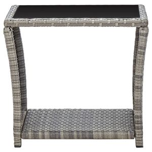 vidaXL Couchtisch Grau 45x45x40 cm Poly Rattan und Glas