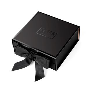 JiaWei Geschenkbox Faltschachtel mit Magnetverschluss für Weihnachten Hochzeit und alle andren Anlässe mit Schleife/ Seidenpapier/ Grußkarte Schwarz M