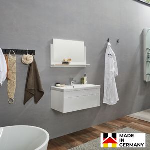 HOME DELUXE - Badmöbel WANGEROOGE BIG M Weiß (HB) Badezimmermöbel Waschbecken Unterschrank Spiegel