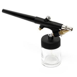 Wiltec Airbrush Pistole Typ 138 mit Single Action Funktion, Düse Ø 0,8 mm, 2 Farbbecher, Pipette und Schlauch für Modellbau, Nailart usw.