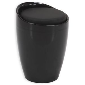 Sitzhocker Arbeitshocker Badhocker Badschemel Stauraumhocker DANIEL, mit Stauraum und Sitzkissen in schwarz