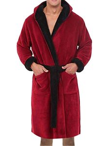 Herren Damen Schnüren Wickeln Robe Home Fleece Bades Robe Warm Mit Taschen Nachtwäsche rot schwarz,Größe:5Xl