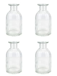Vasen Glas gerillt 14cm klar transparent 250ml 4er Set