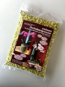 Colomi Orchideengranulat 1 l fein Substrat Pflanzboden Dünger Korngröße 4-8mm gelb