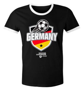 Herren T-Shirt Fan-Shirt WM-Shirt Badge Germany Deutschland Flagge Fußball Weltmeisterschaft 2018 Retro Fan-Trikot Moonworks® schwarz-weiß XXL