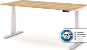 ASSMANN Elektrisch Höhenverstellbarer Familien Schreibtisch Pitino Eiche Natura Weiß, 160x70cm, Memoryfunktion, Kollisionsschutz, 2-fach-Motorik