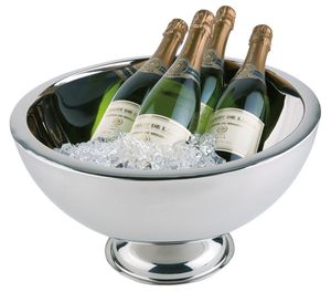 APS 36044 Champagnerkühler/Sektkühler, doppelwandiger Flaschenkühler aus Edelstahl, Volumen 10,5 Liter, Silber 28 x 28 x 30 cm
