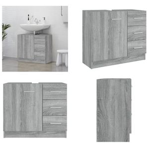 vidaXL Umývadlová skrinka Grey Sonoma 63x30x54 cm Materiál na báze dreva - Spodná skrinka pod umývadlo - Spodné skrinky pod umývadlo - Skrinka do kúpeľne - Vanity unit